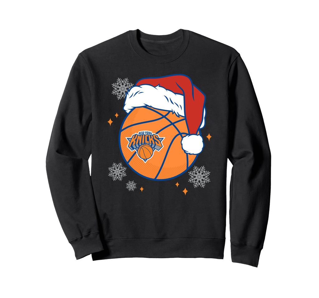 Nba New York Knicks Santa Hat Ball Sweatshirt - Graphic Print Unisex - T-Shirt, Sweatshirt, Hoodie