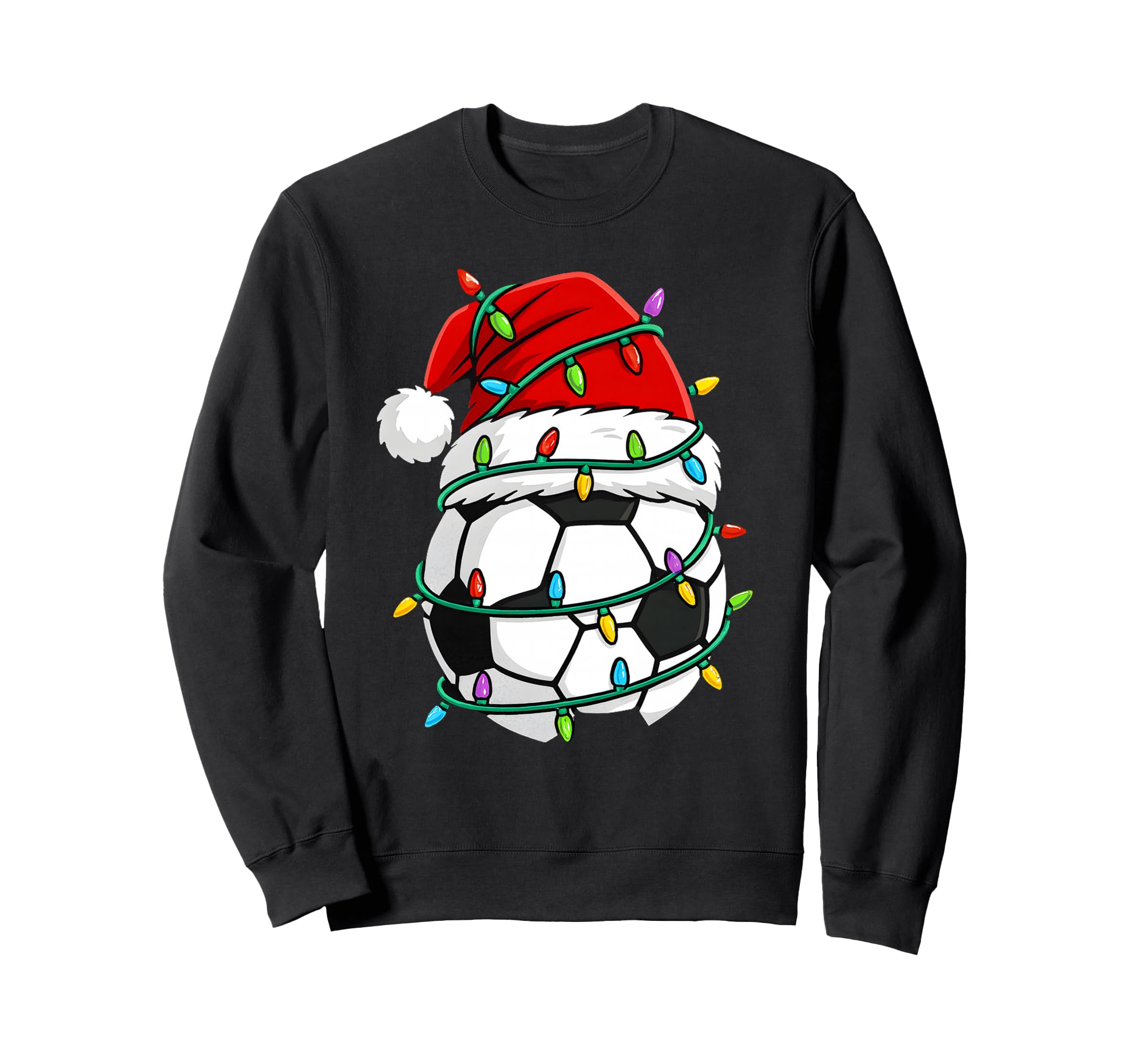 Soccer Santa Hat Lights Santa Sweatshirt - Unique Graphic for Adults - T-Shirt, Sweatshirt, Hoodie