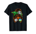 Messy Bun Hair Brown Skin Soccer T-Shirt - Trendy Graphic for Adults - T-Shirt, Sweatshirt, Hoodie