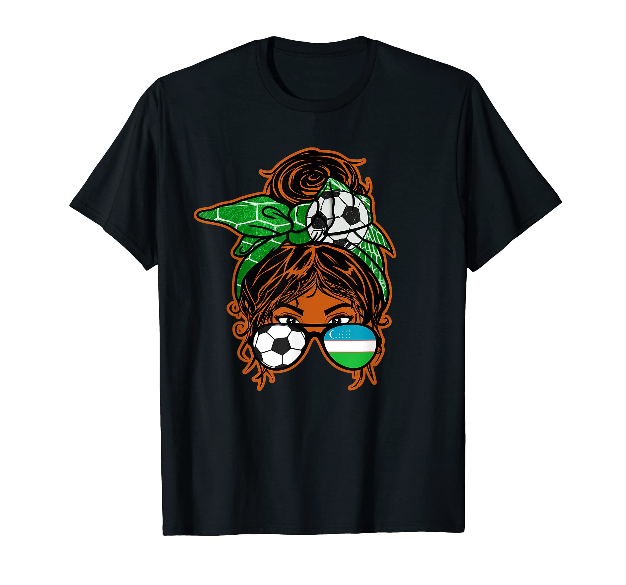 Messy Bun Hair Brown Skin Soccer T-Shirt - Trendy Graphic for Adults - T-Shirt, Sweatshirt, Hoodie