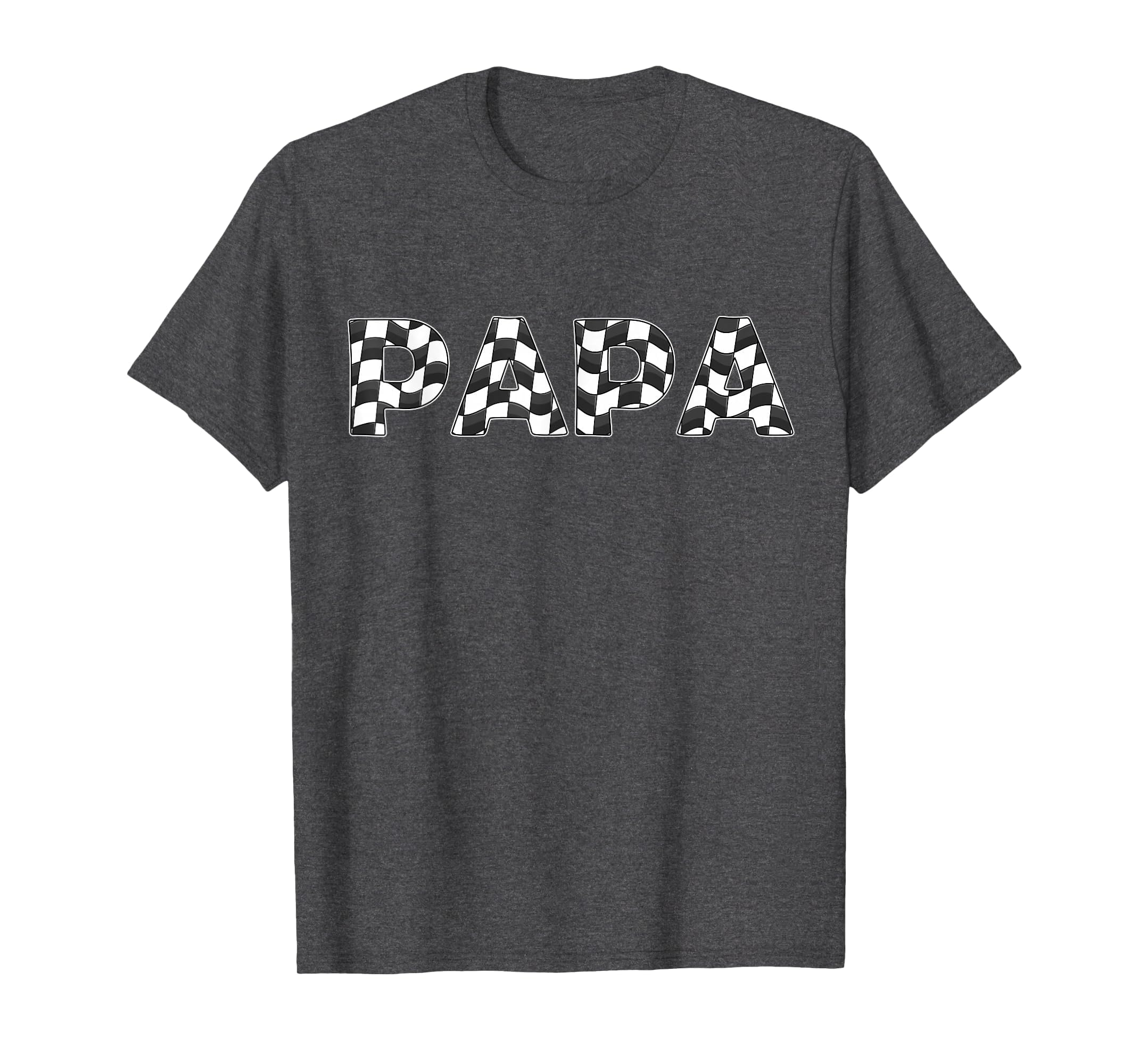 Checkered Race Car Papa White Black T-Shirt - Graphic Print for Adults - T-Shirt, Sweatshirt, Hoodie