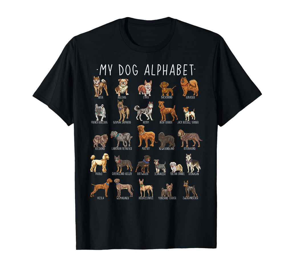 Types Dogs Alphabet Dog Identification T-Shirt - Unique Graphic for Adults - T-Shirt, Sweatshirt, Hoodie