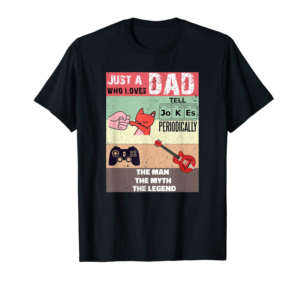Mens Cat Dad Gamer Dad Guitar Dad T-Shirt - Custom Art Print for Adults - T-Shirt, Sweatshirt, Hoodie