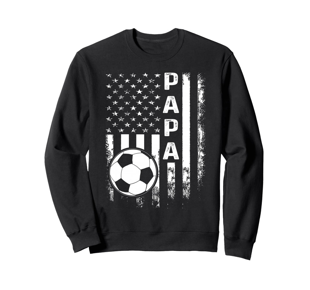 Soccer Papa American Flag Sweatshirt - Graphic Print Unisex - T-Shirt, Sweatshirt, Hoodie