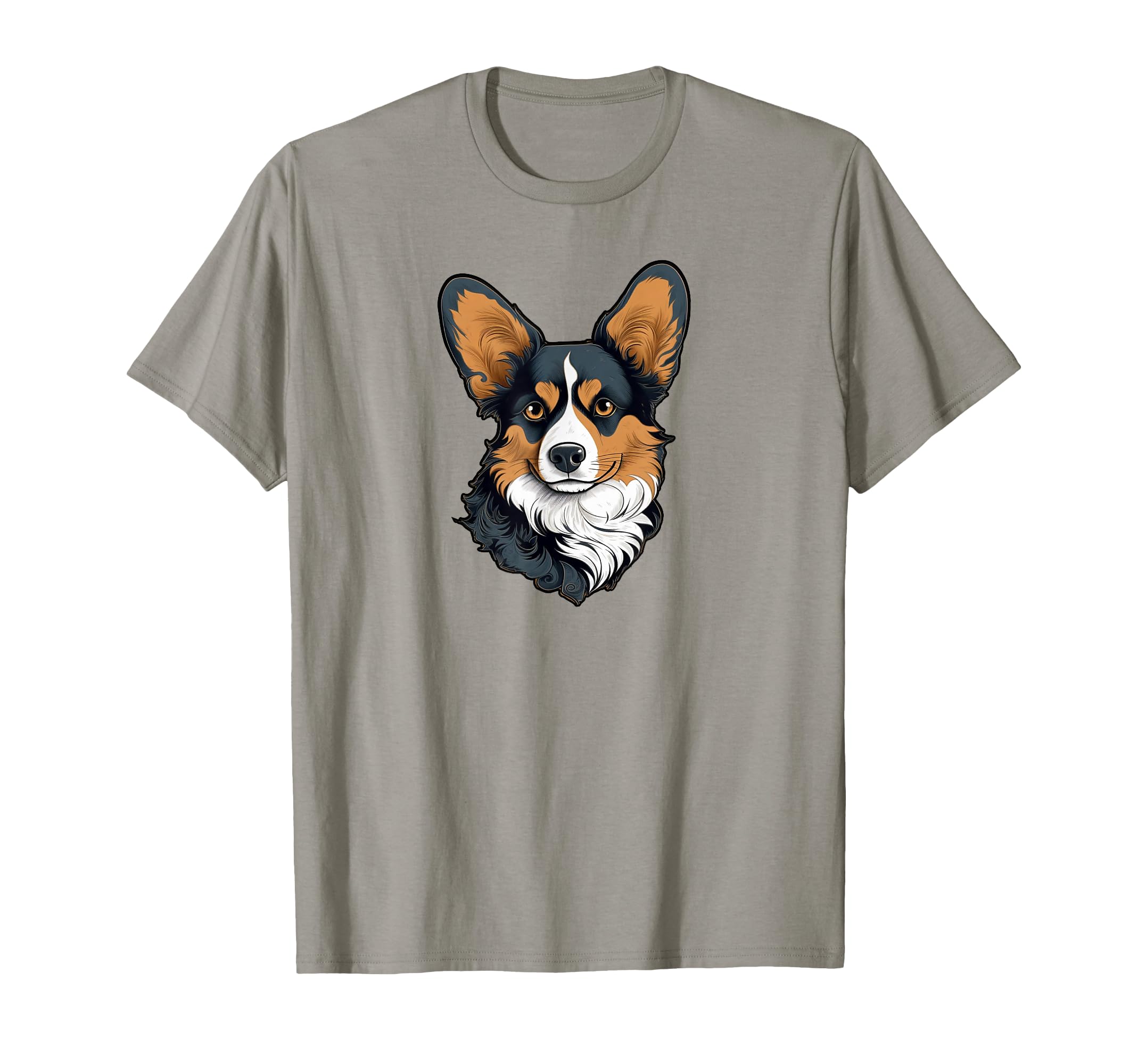 Mens Womens Art Black Tricolor Corgi T-Shirt - Custom Art Print Men Women - T-Shirt, Sweatshirt, Hoodie