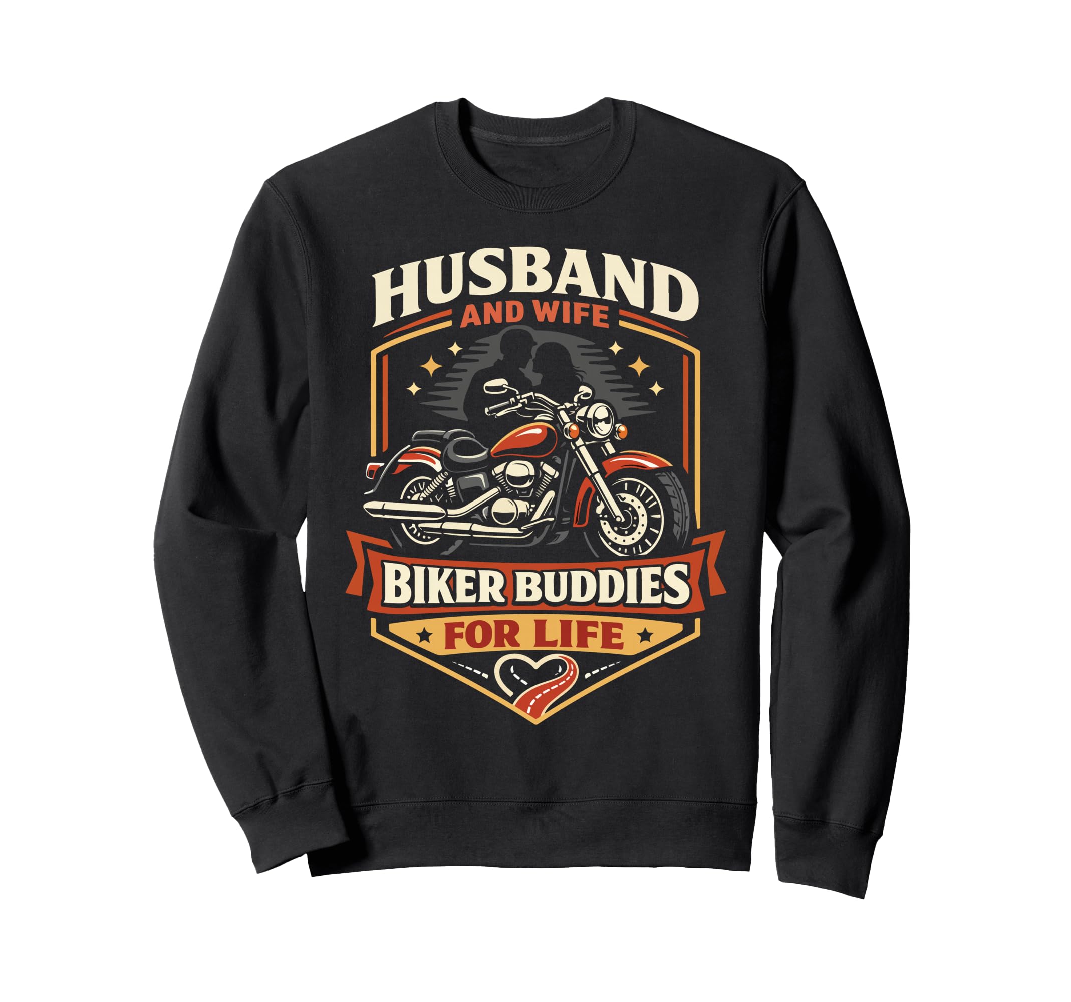 Motorcycle Biker Couple Wedding Sweatshirt - Fun Novelty Design for Adults - T-Shirt, Sweatshirt, Hoodie
