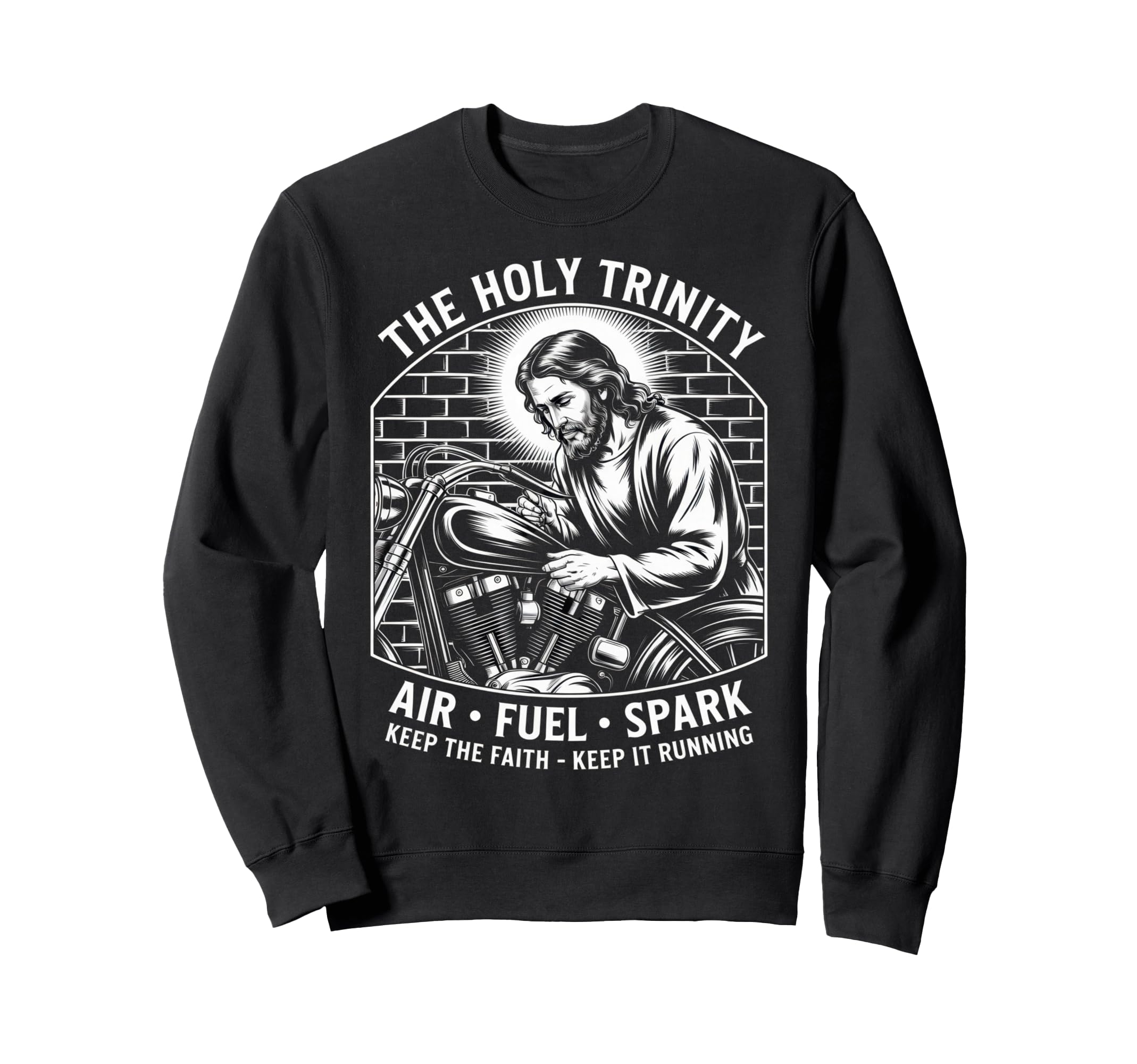 Holy Trinity Motorcycle Faith Sweatshirt - Casual Everyday Wear for Adults - T-Shirt, Sweatshirt, Hoodie