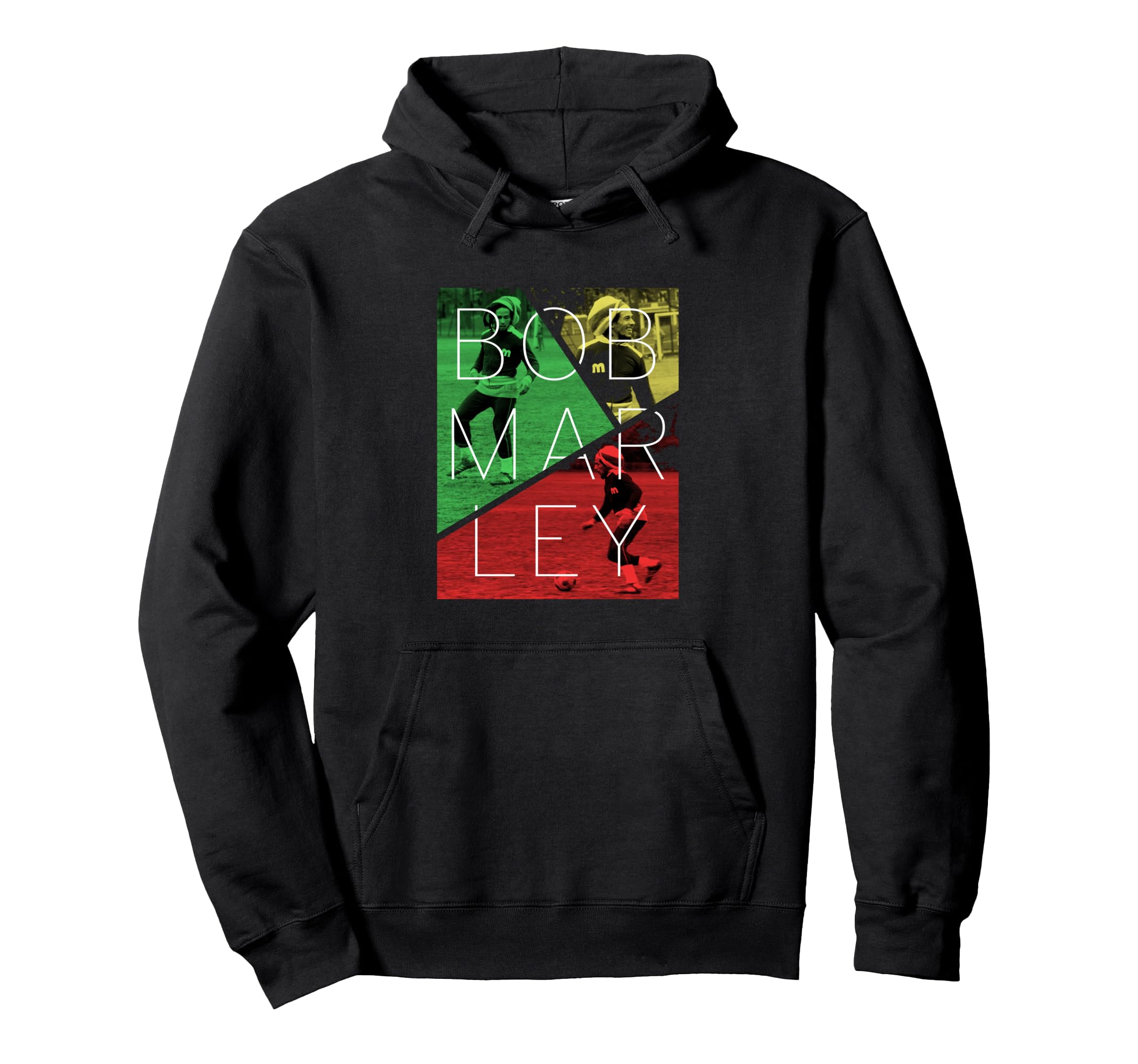 Bob Marley Soccer Split Hoodie - Graphic Print Unisex - T-Shirt, Sweatshirt, Hoodie
