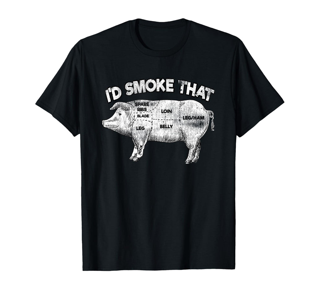 Id Smoke That Funny Bbq Smoker Pig Meat T-Shirt - Graphic Print Men Women - T-Shirt, Sweatshirt, Hoodie