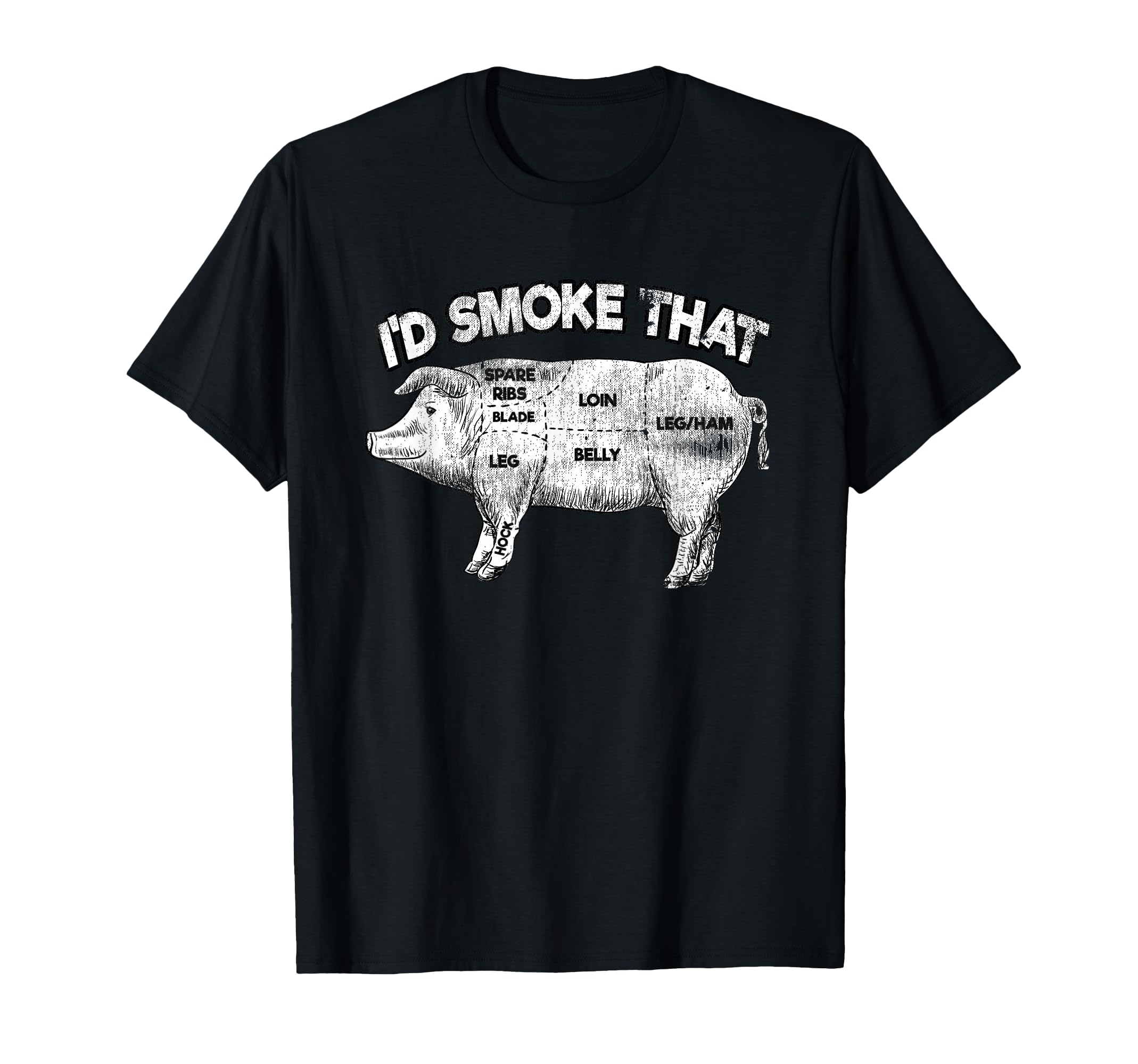 Id Smoke That Funny Bbq Smoker Pig Meat T-Shirt - Graphic Print Men Women - T-Shirt, Sweatshirt, Hoodie