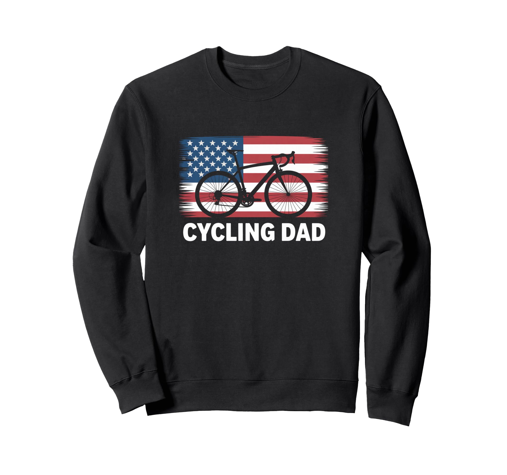 Cycling Dad American Flag Road Bike Sweatshirt - Custom Art Print Unisex - T-Shirt, Sweatshirt, Hoodie