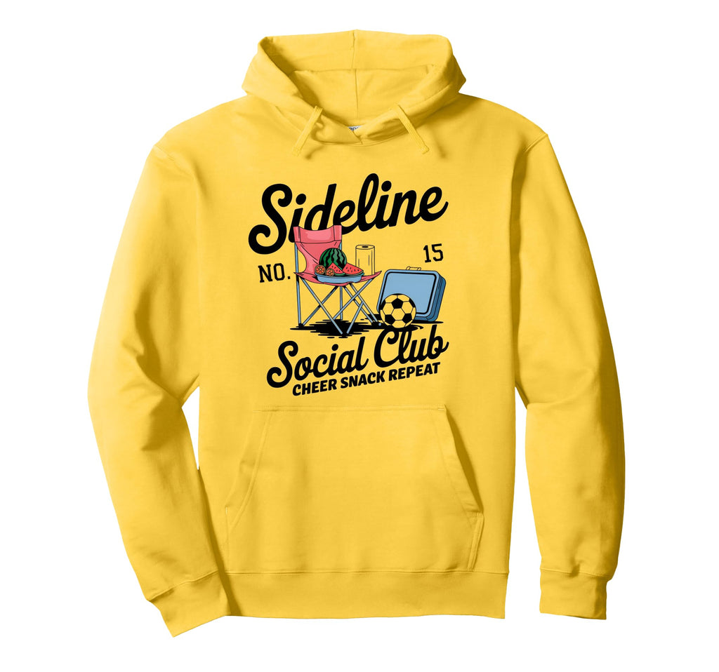 Sideline Social Club Soccer Mom Game Day Hoodie - Graphic Print for Adults - T-Shirt, Sweatshirt, Hoodie