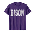 Bison Mascot Distressed School T-Shirt - Casual Everyday Wear Men Women - T-Shirt, Sweatshirt, Hoodie
