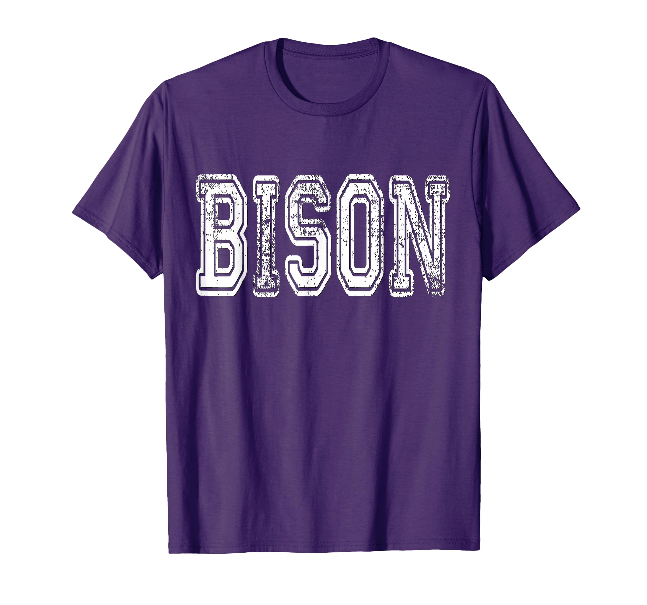 Bison Mascot Distressed School T-Shirt - Casual Everyday Wear Men Women - T-Shirt, Sweatshirt, Hoodie