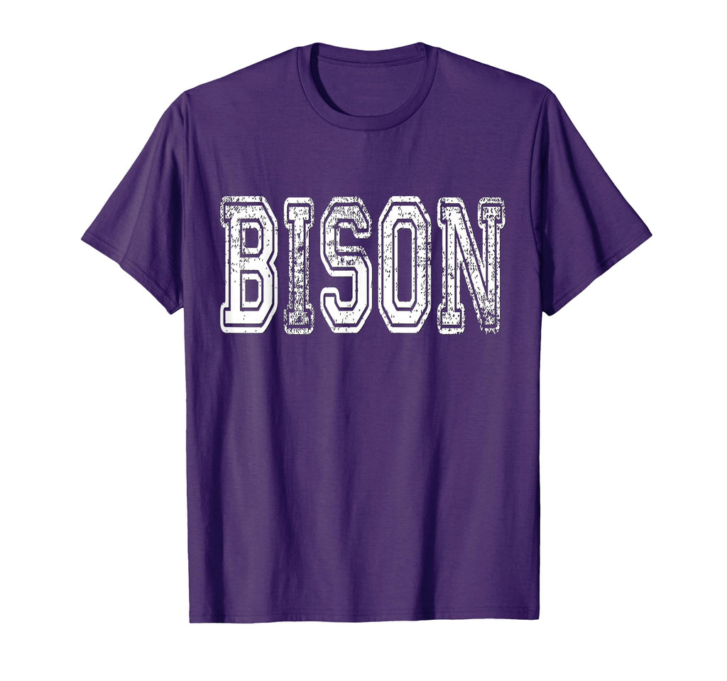 Bison Mascot Distressed School Sports T-Shirt - Streetwear Style Men Women - T-Shirt, Sweatshirt, Hoodie