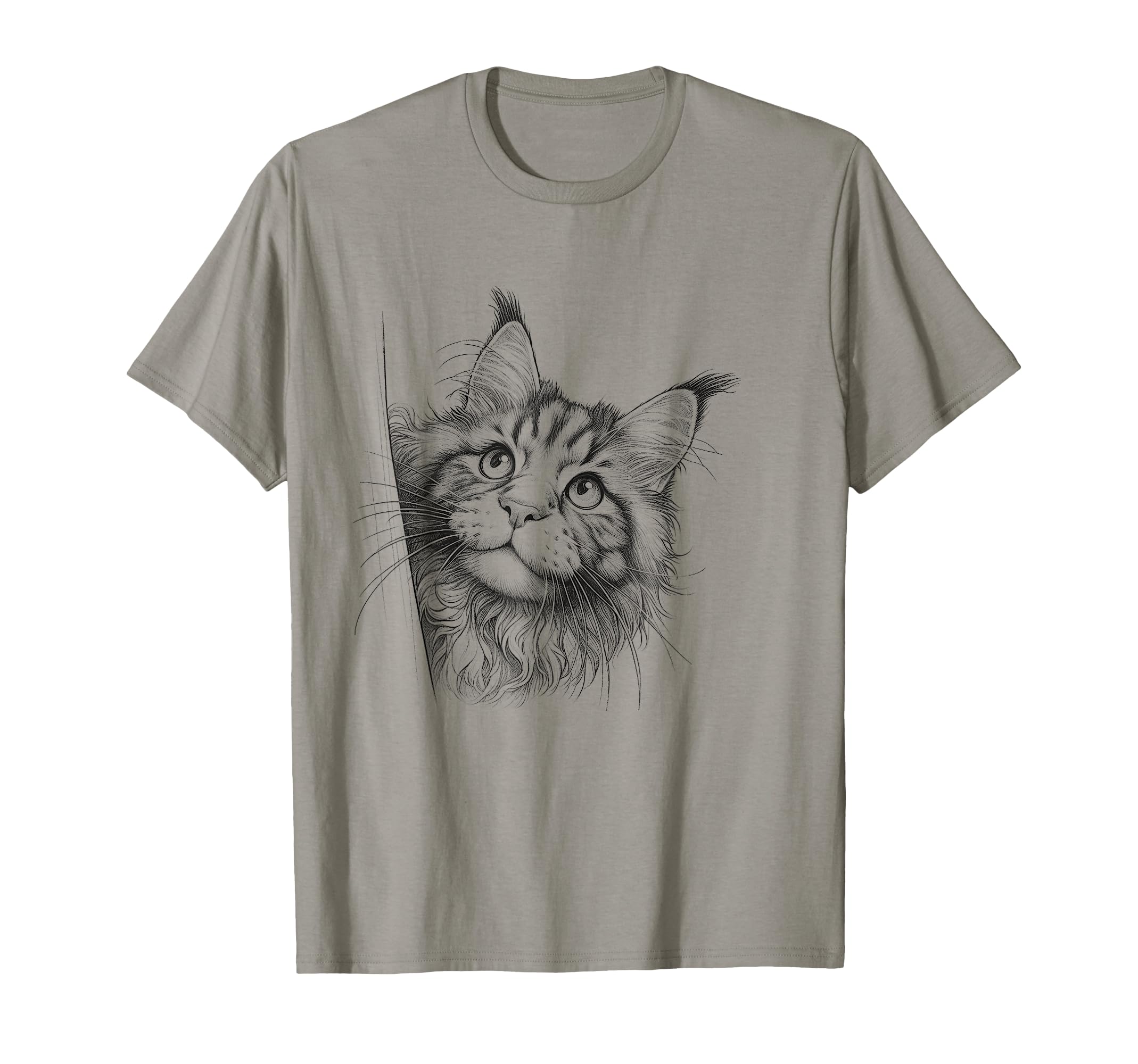 Maine Coon Cat Peeking T-Shirt - Aesthetic Graphic Men Women - T-Shirt, Sweatshirt, Hoodie