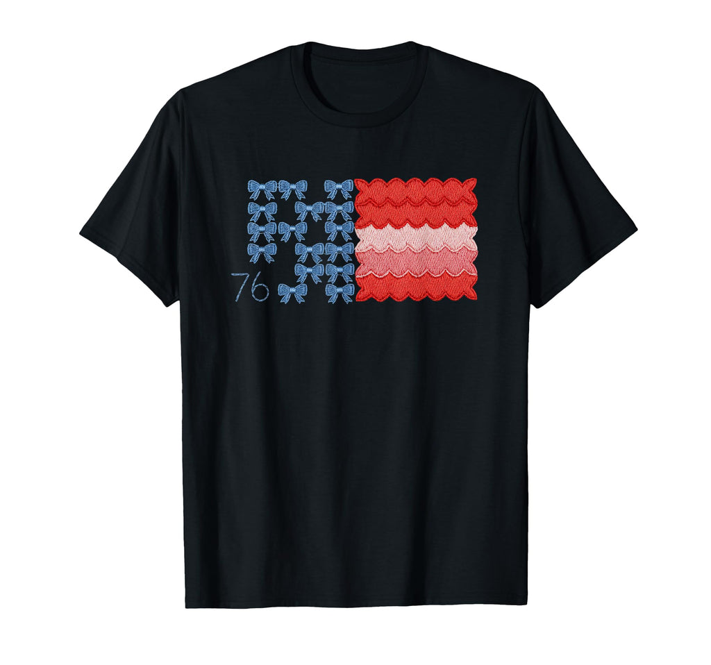Bow American Flag 76 Patriotic Mom Dad T-Shirt - Custom Art Print Men Women - T-Shirt, Sweatshirt, Hoodie