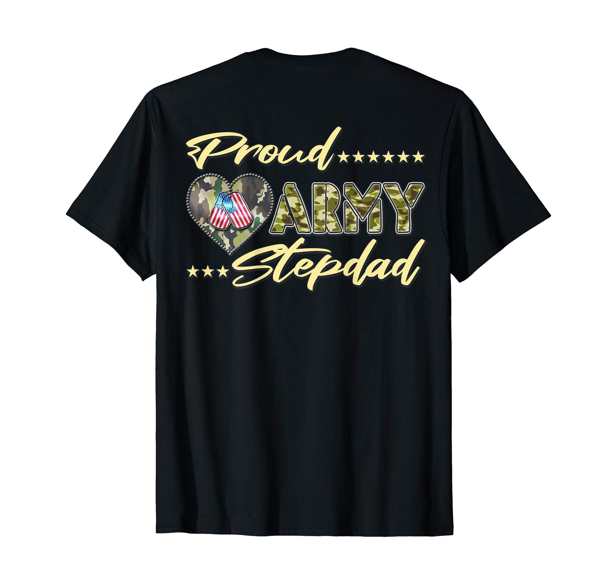 Proud Army Stepdad Camo Us Flag Dog Tag T-Shirt - Trendy Graphic Unisex - T-Shirt, Sweatshirt, Hoodie