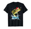 Funny Bass Fishing Santa Hat Pajama T-Shirt - Minimalist Print Unisex - T-Shirt, Sweatshirt, Hoodie