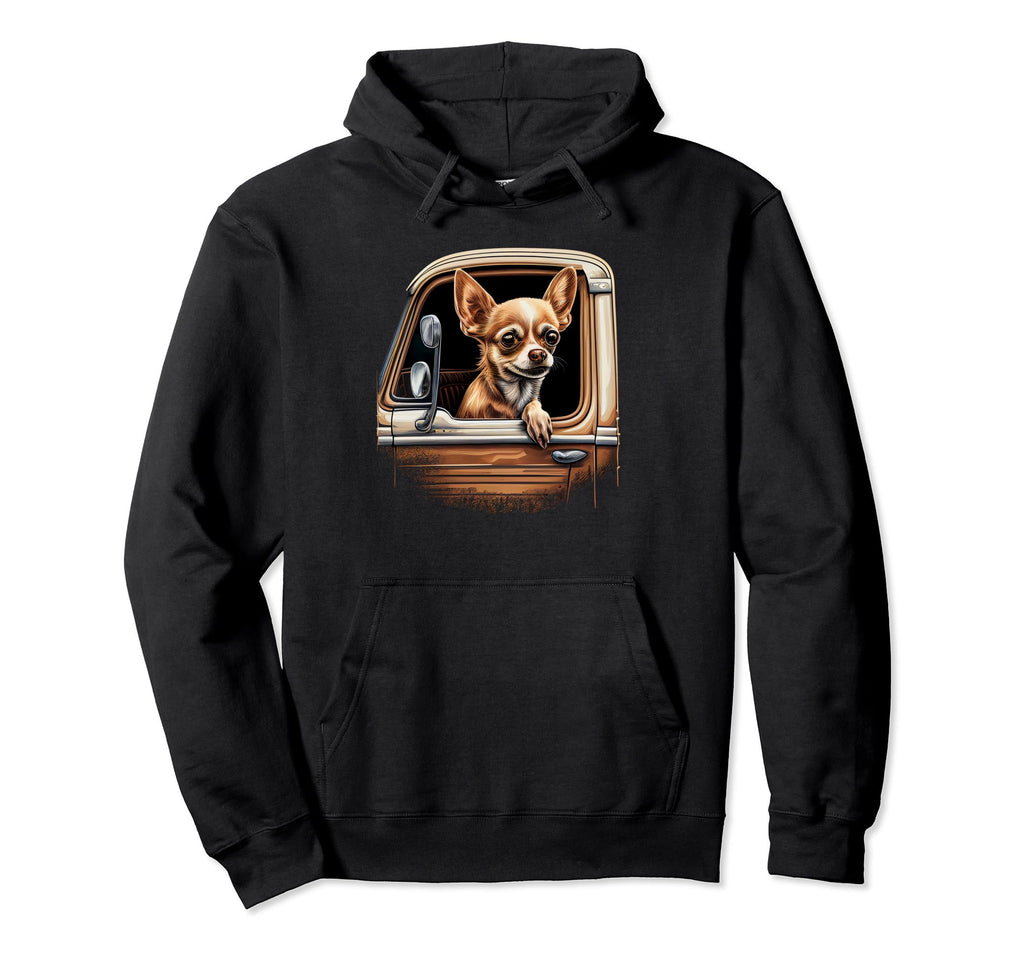 Chihuahua Trucker Truck Driver Dad Hoodie - Casual Everyday Wear Men Women - T-Shirt, Sweatshirt, Hoodie