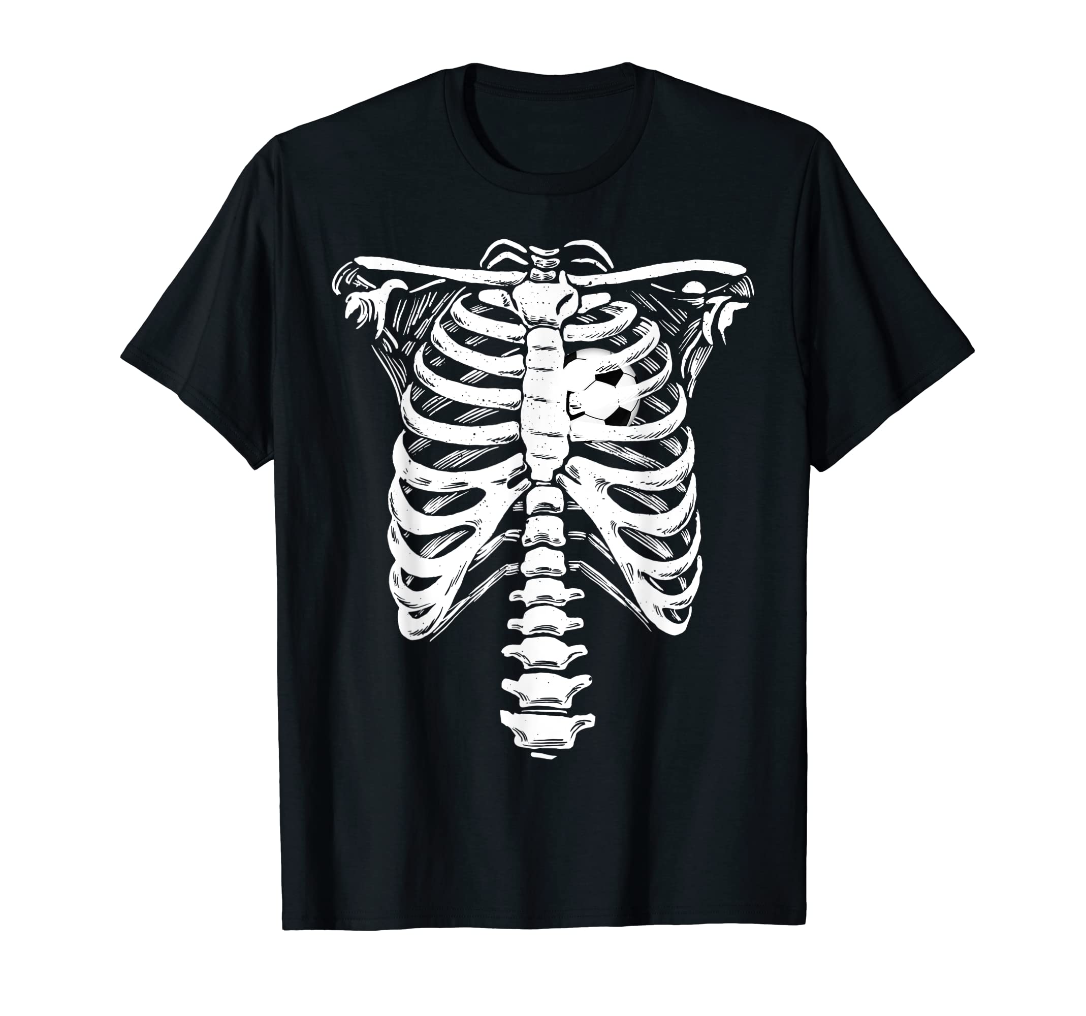 Soccer Heart Skeleton Rib Cage Halloween T-Shirt - Graphic Print Men Women - T-Shirt, Sweatshirt, Hoodie