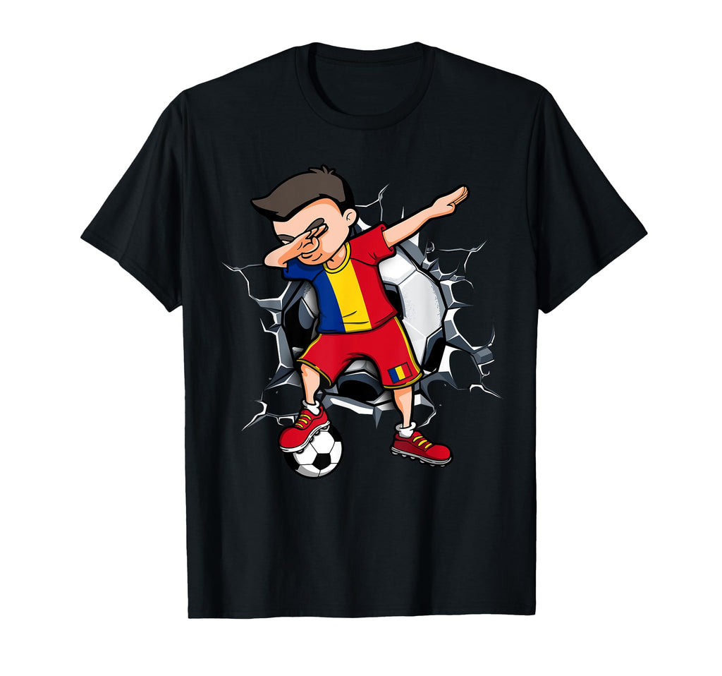 Dabbing Soccer Romania Football Fans Ball T-Shirt - Unique Graphic Unisex - T-Shirt, Sweatshirt, Hoodie