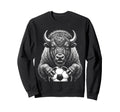 Soccer Fan Bison Buffalo Holding Sweatshirt - Casual Everyday Wear Unisex - T-Shirt, Sweatshirt, Hoodie