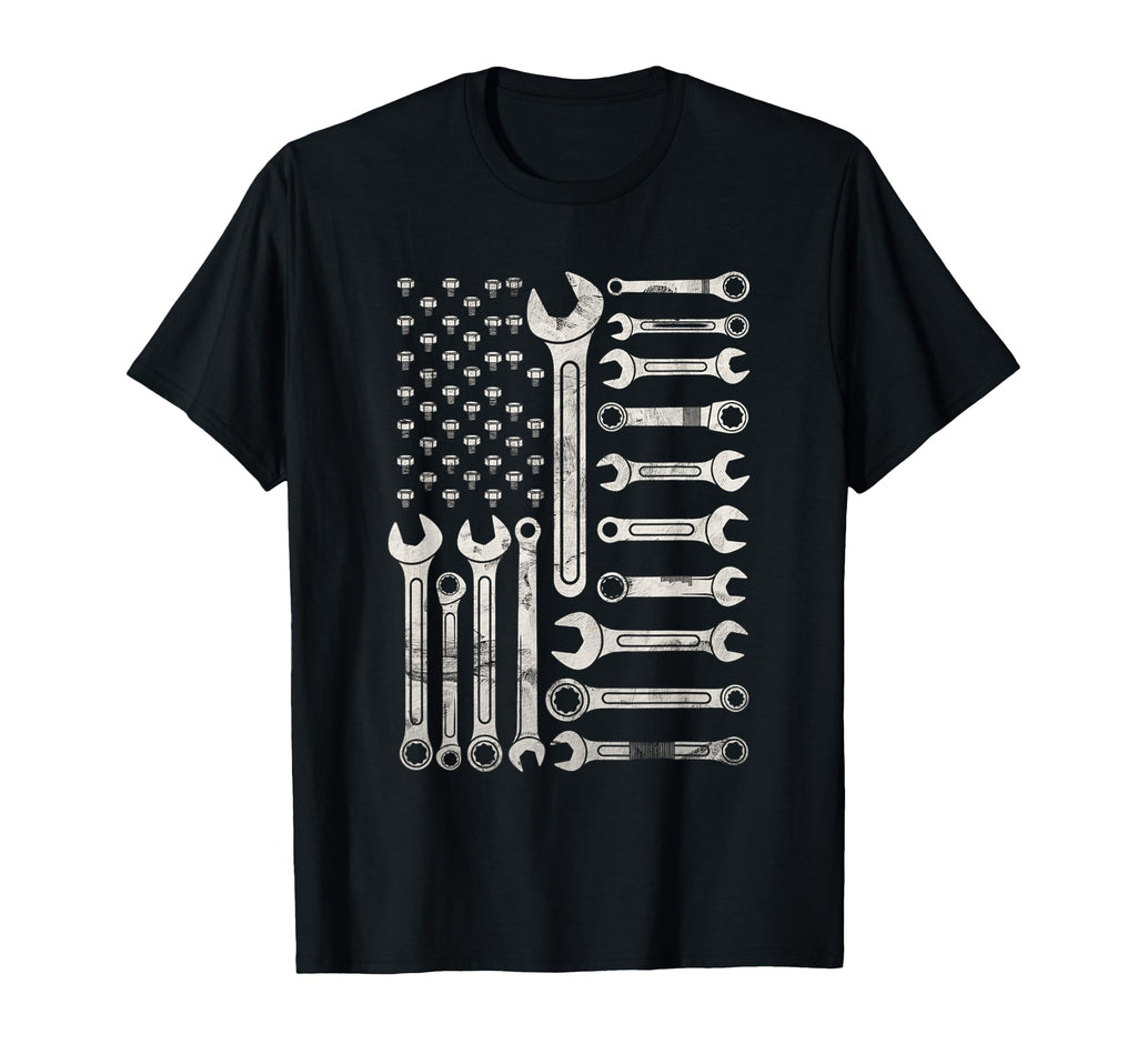 Patriotic Mechanic Flag Usa Car T-Shirt - Novelty Apparel Men Women - T-Shirt, Sweatshirt, Hoodie