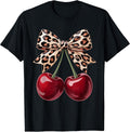Cute Cherry Leopard Coquette Bow Cherries Women Girls - Adult & Kids T-Shirts, Sweatshirts & Hoodies apparel design preview 1