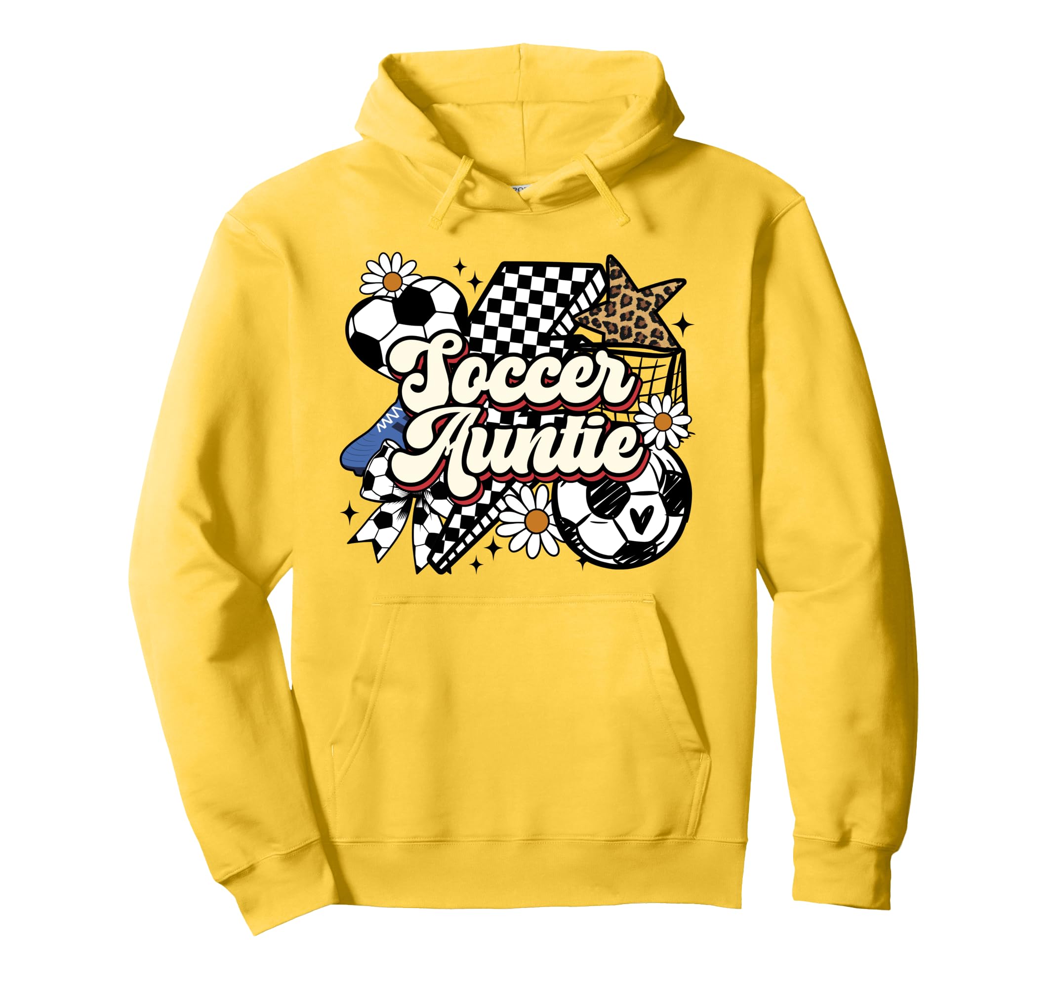 Soccer Auntie Funny Leopard Soccer Aunt Hoodie - Fun Novelty Design Unisex - T-Shirt, Sweatshirt, Hoodie