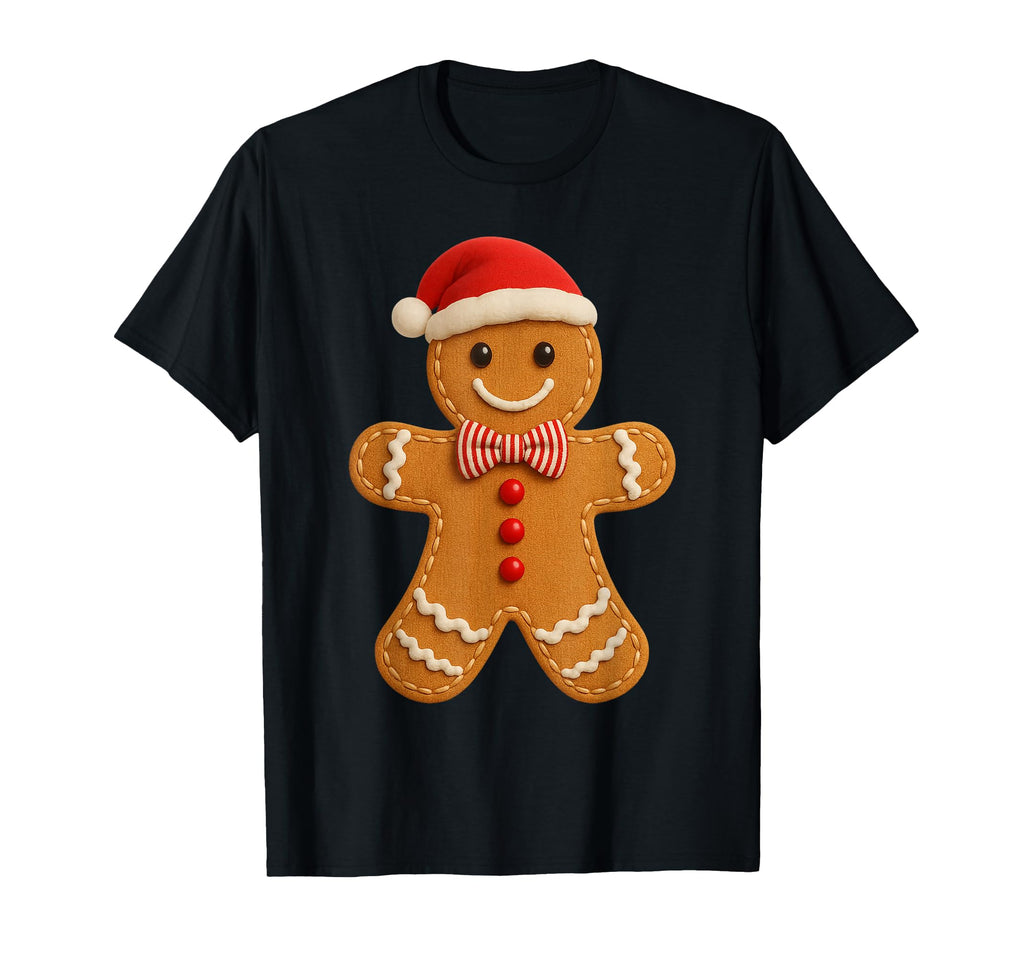 Gingerbread Cookie Santa Hat T-Shirt - Minimalist Print Men Women - T-Shirt, Sweatshirt, Hoodie
