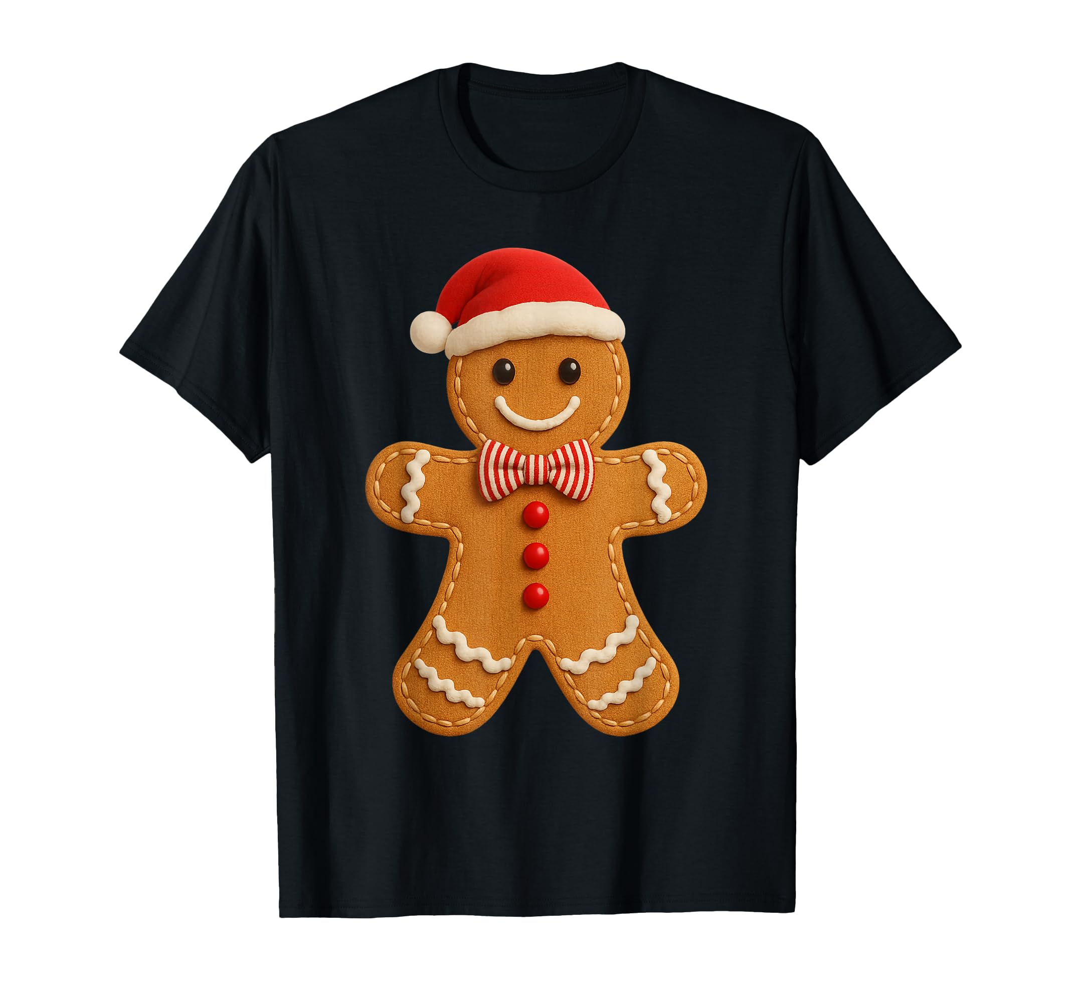 Gingerbread Cookie Santa Hat T-Shirt - Minimalist Print Men Women - T-Shirt, Sweatshirt, Hoodie