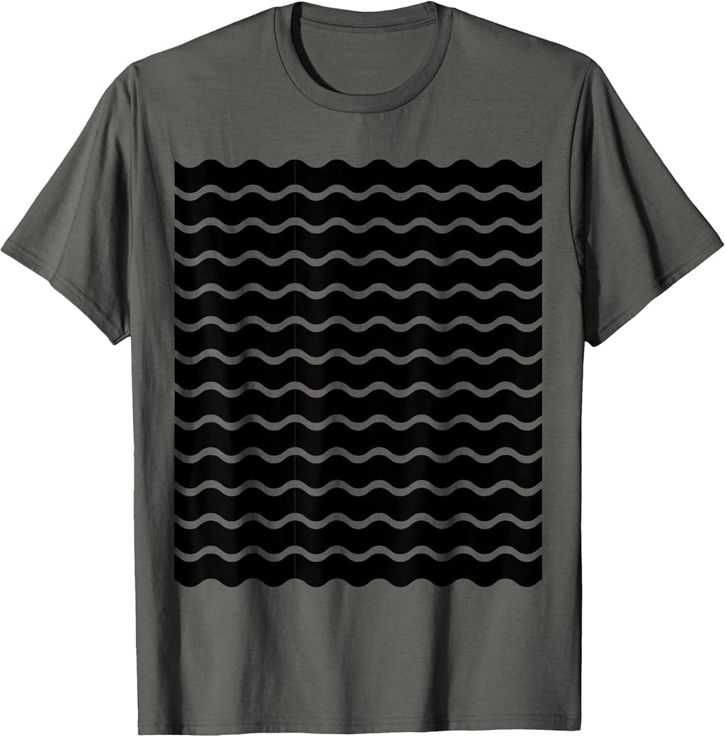 Minimalist Black and White Wavy Lines Pattern - Adult & Kids T-Shirts, Sweatshirts & Hoodies apparel design preview 1
