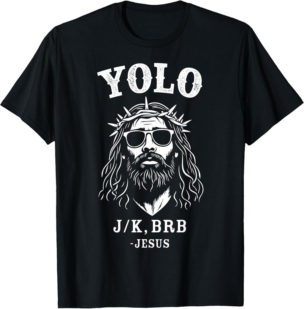 Yolo jk BRB Funny Jesus for Christian Easter - Adult & Kids T-Shirts, Sweatshirts & Hoodies apparel design preview 1