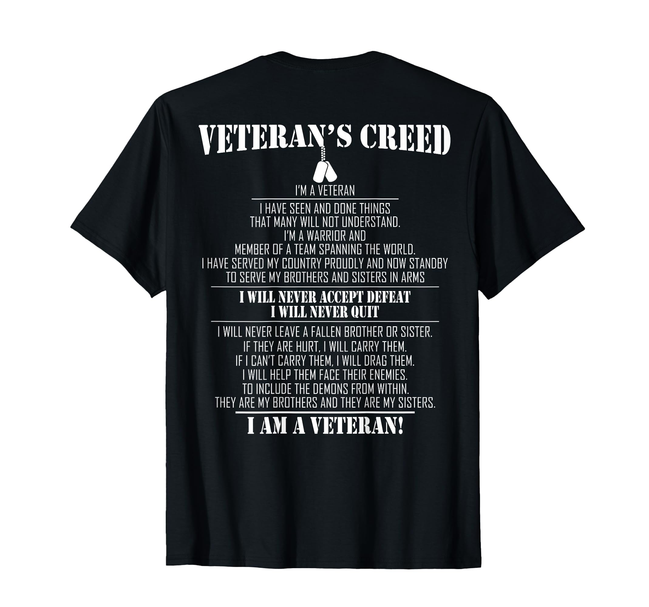 Veterans Creed Im Veteran Small T-Shirt - Unique Graphic for Adults - T-Shirt, Sweatshirt, Hoodie