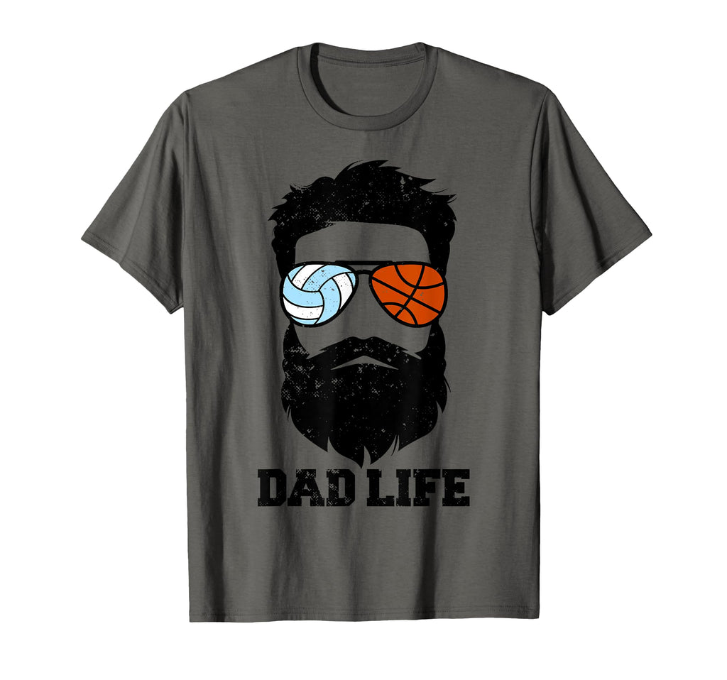 Volleyball Basketball Dad Messy Hair T-Shirt - Minimalist Print for Adults - T-Shirt, Sweatshirt, Hoodie