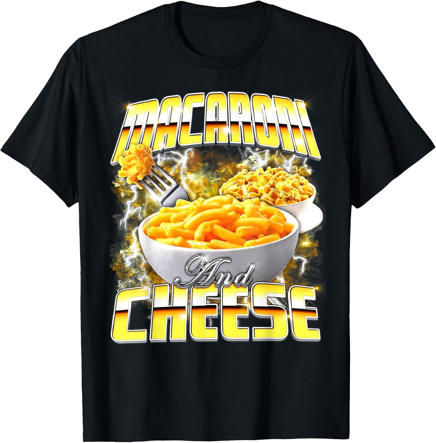Macaroni and Cheese Meme Bootleg Rap Style 90s - Adult & Kids T-Shirts, Sweatshirts & Hoodies apparel design preview 1