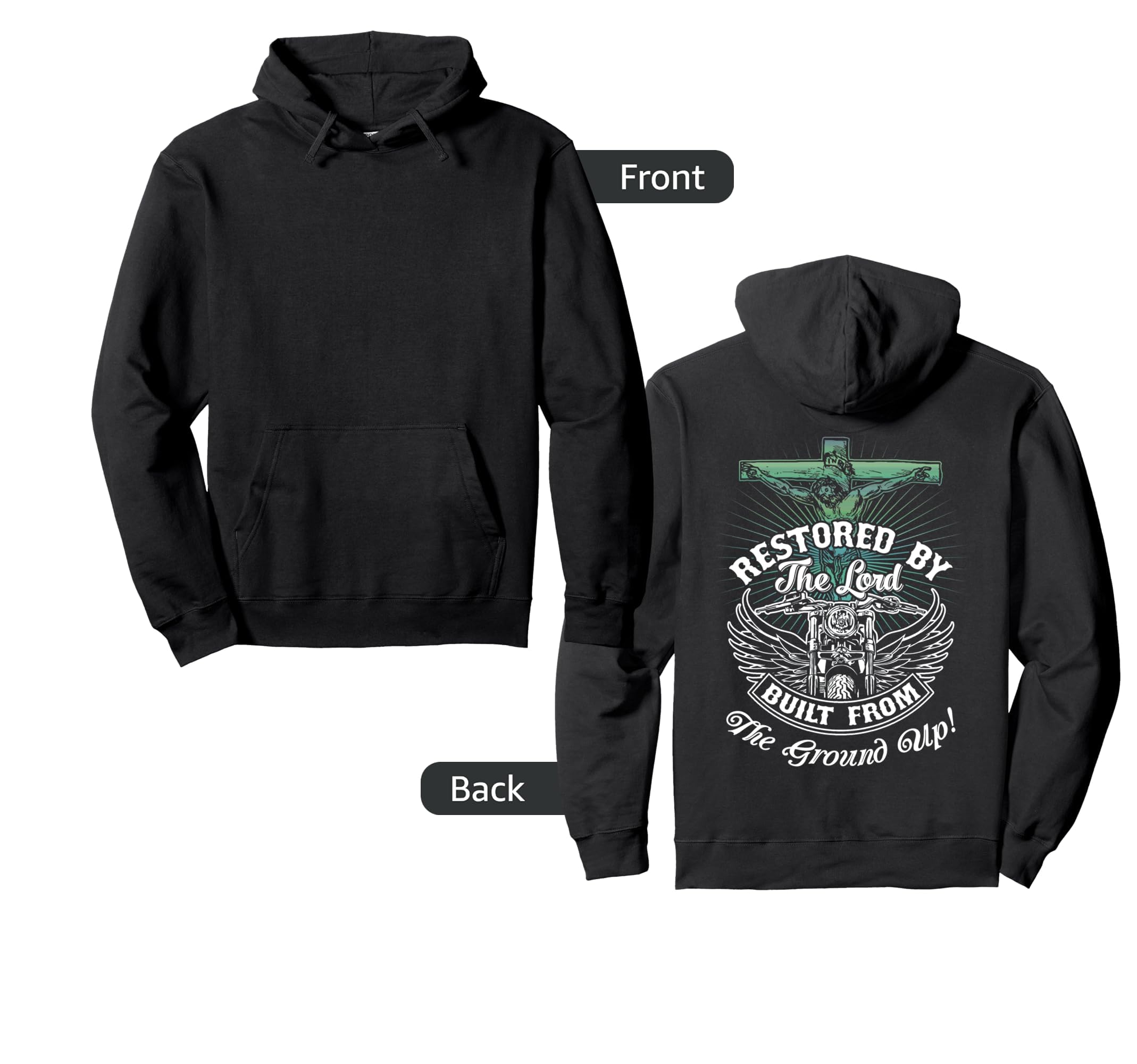 Christian Biker Motorcycle Jesus Christ Hoodie - Graphic Print for Adults - T-Shirt, Sweatshirt, Hoodie