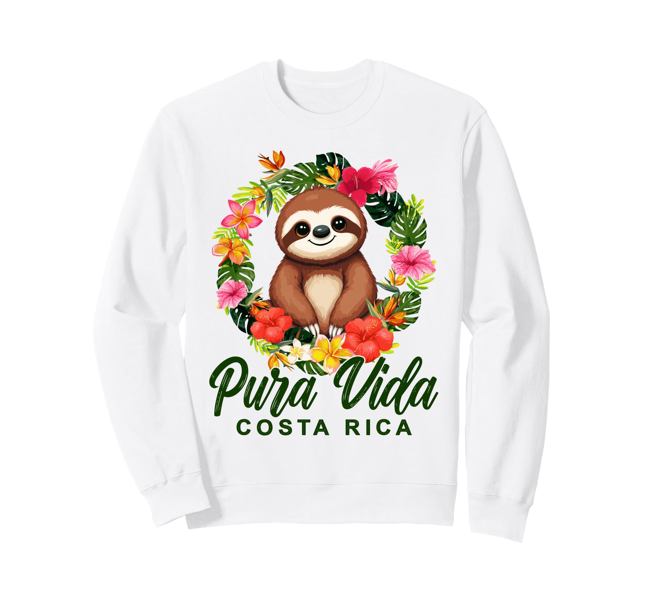 Costa Rica Sloth Floral Family Sweatshirt - Minimalist Print Men Women - T-Shirt, Sweatshirt, Hoodie