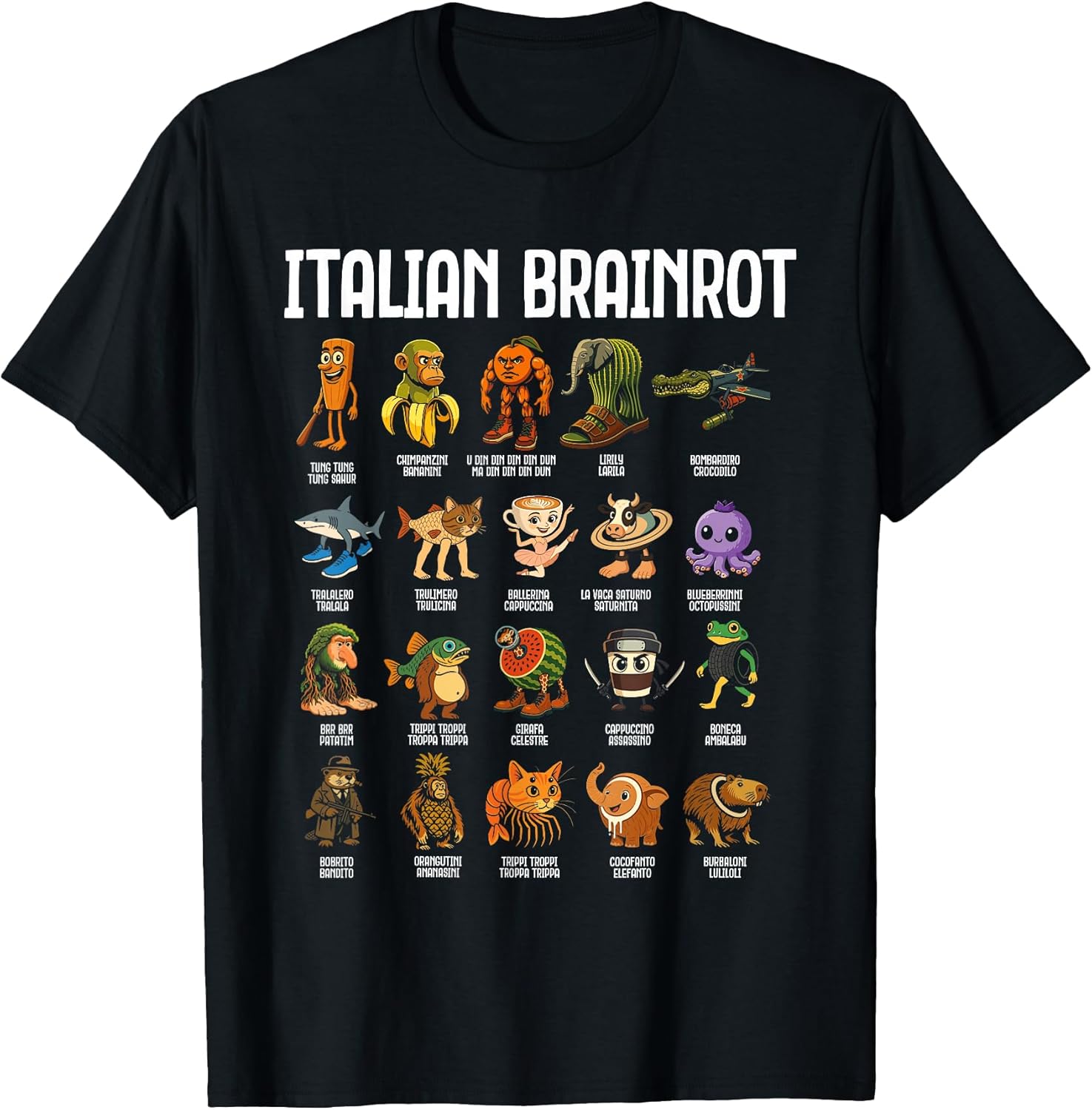 Italian Brainrot Funny Memes - Adult & Kids T-Shirts, Sweatshirts & Hoodies apparel design preview 1