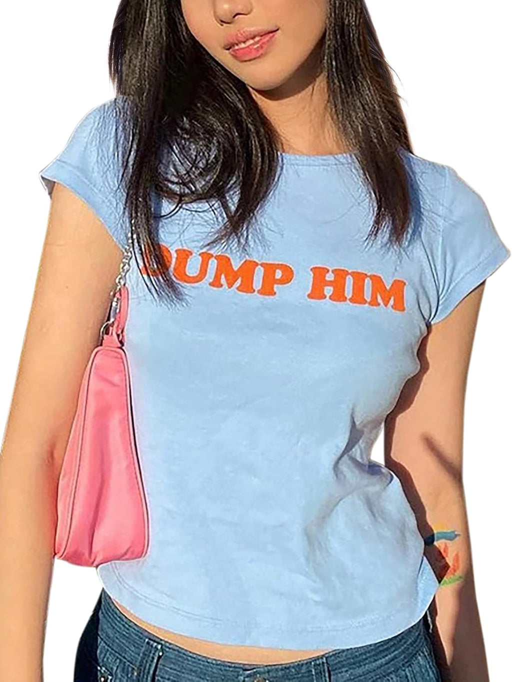 Women's Dump Him Letter Print Crop Streetwear O-Neck - Adult & Kids T-Shirts, Sweatshirts & Hoodies apparel design preview 1