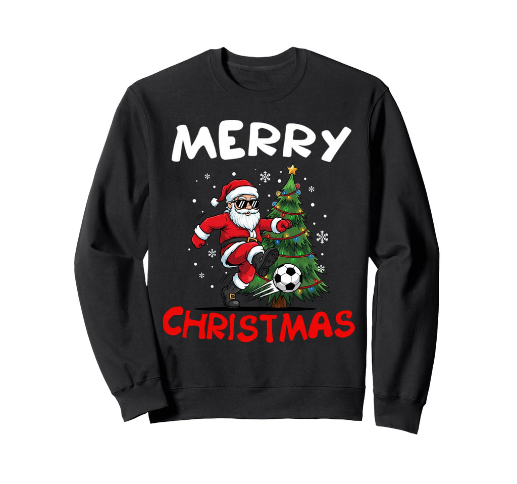 Merry Santa Playing Soccer Lover Sweatshirt - Minimalist Print for Adults - T-Shirt, Sweatshirt, Hoodie
