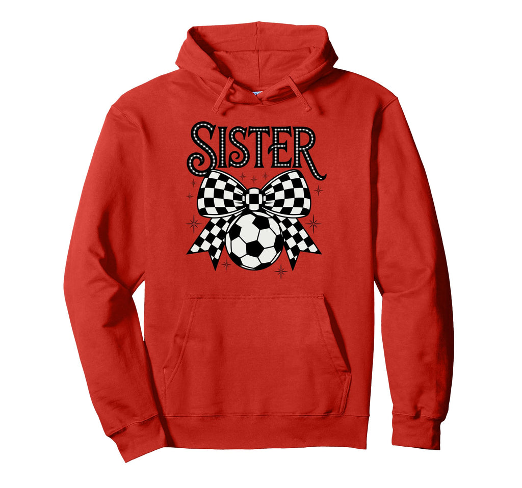 Soccer Sister Coquette Bow Soccer Hoodie - Aesthetic Graphic Men Women - T-Shirt, Sweatshirt, Hoodie