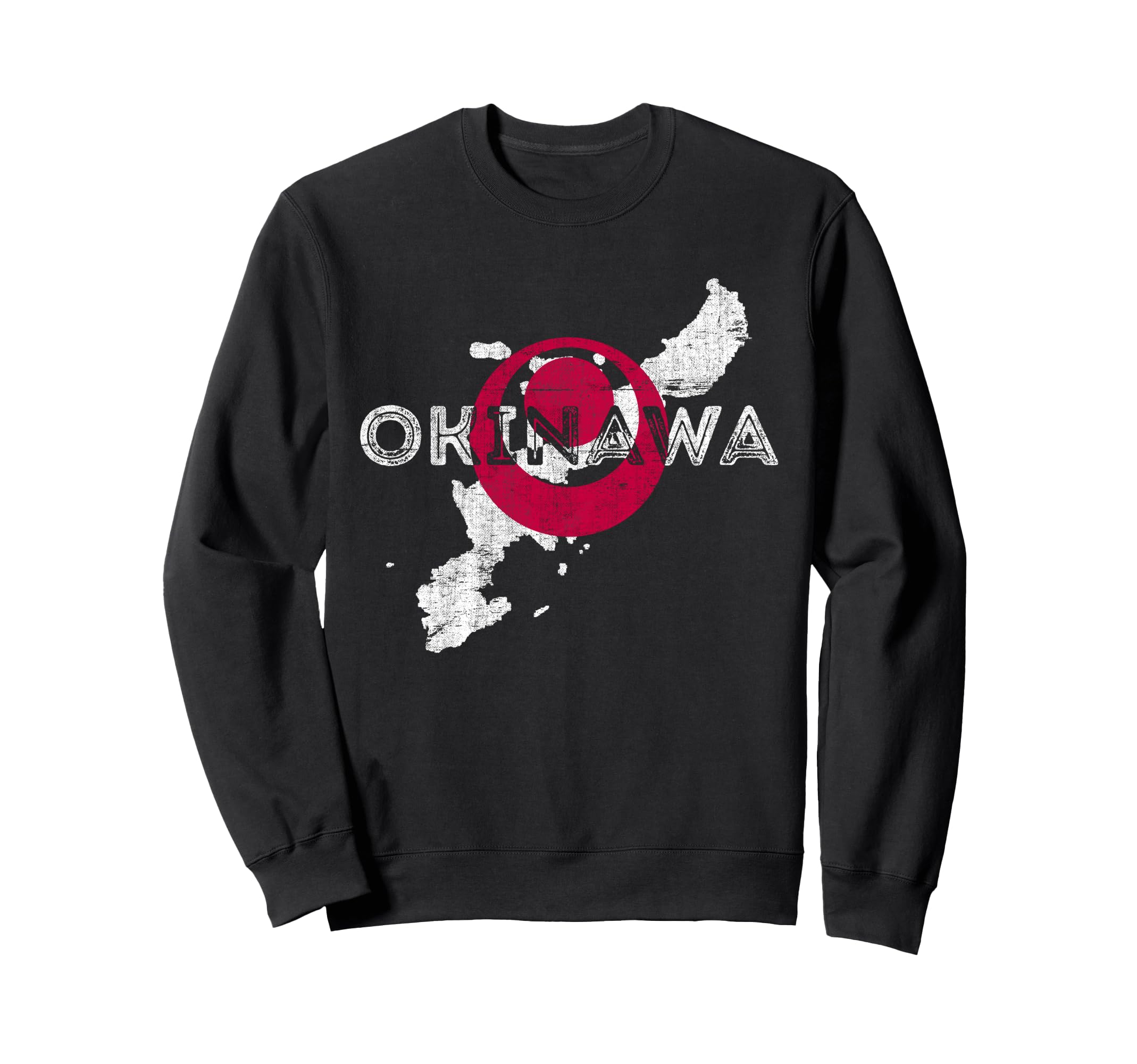 Okinawa Map And Flag Distressed Japan Sweatshirt - Unique Graphic Unisex - T-Shirt, Sweatshirt, Hoodie