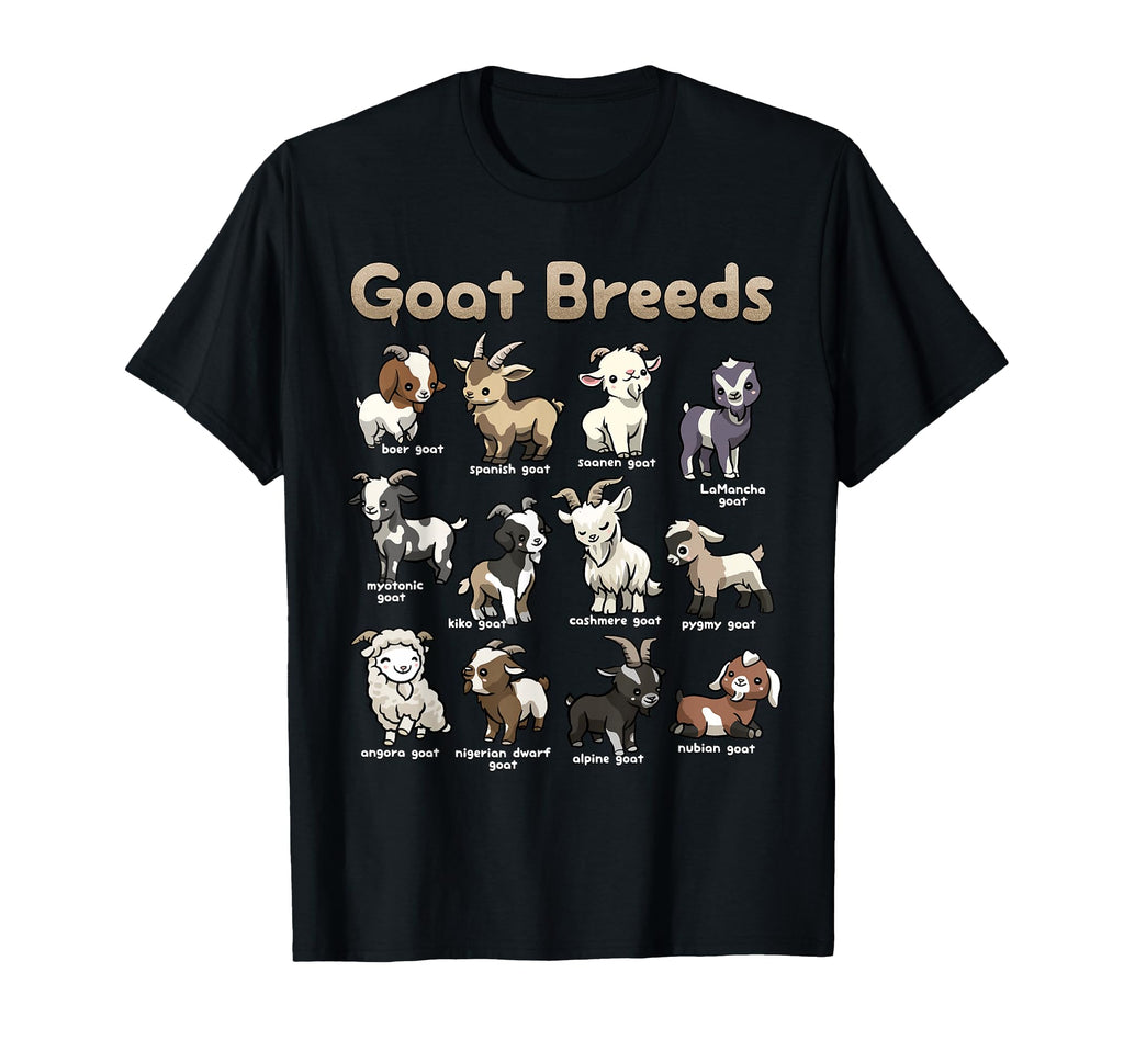 Educational Goat Goat Breeds Farm T-Shirt - Aesthetic Graphic for Adults - T-Shirt, Sweatshirt, Hoodie