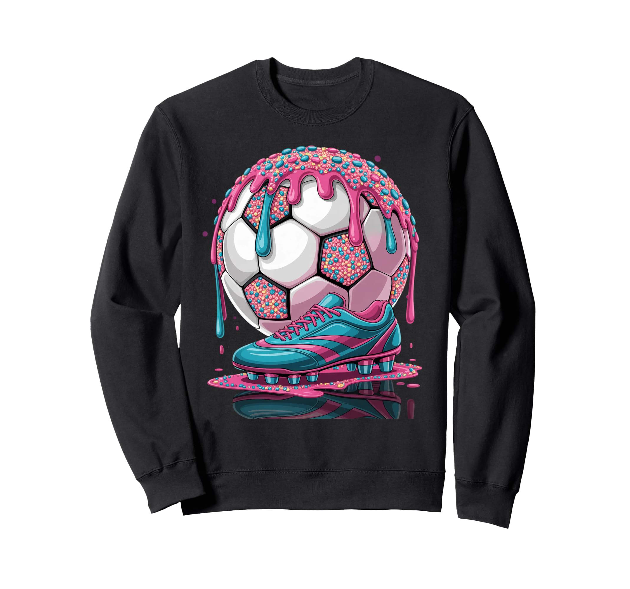 Soccer Ball Drip Ice Cream Drip Sweatshirt - Casual Everyday Wear Unisex - T-Shirt, Sweatshirt, Hoodie