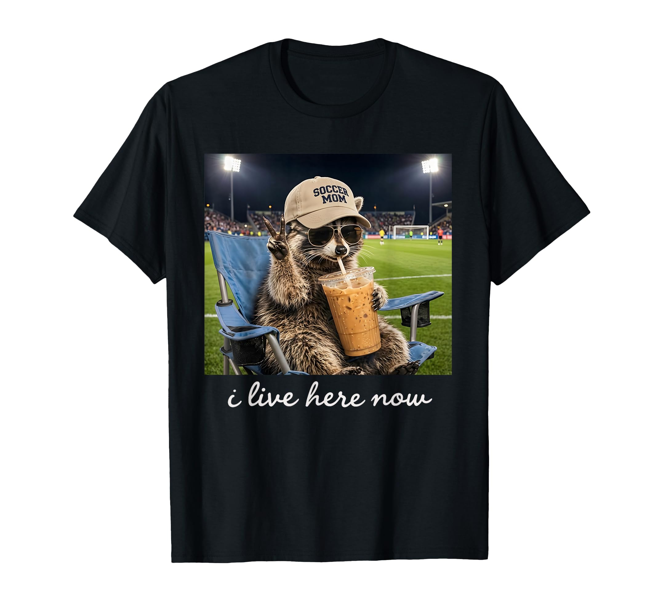 Funny Raccoon Soccer Mama Field I T-Shirt - Aesthetic Graphic Men Women - T-Shirt, Sweatshirt, Hoodie