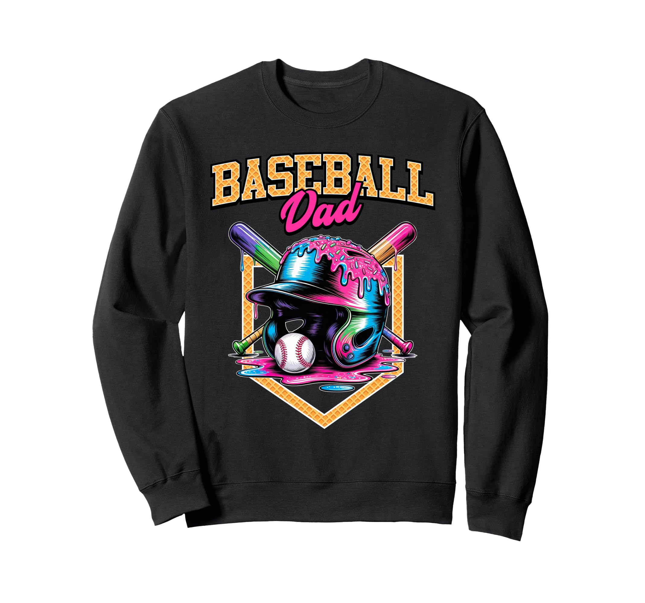 Baseball Dad Tie Dye Baseball Sweatshirt - Fun Novelty Design Men Women - T-Shirt, Sweatshirt, Hoodie