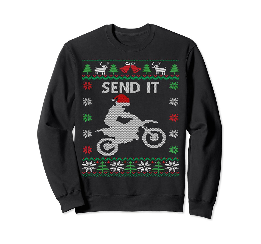 Send It Dirt Bike Riding Santa Sweatshirt - Novelty Apparel Unisex - T-Shirt, Sweatshirt, Hoodie