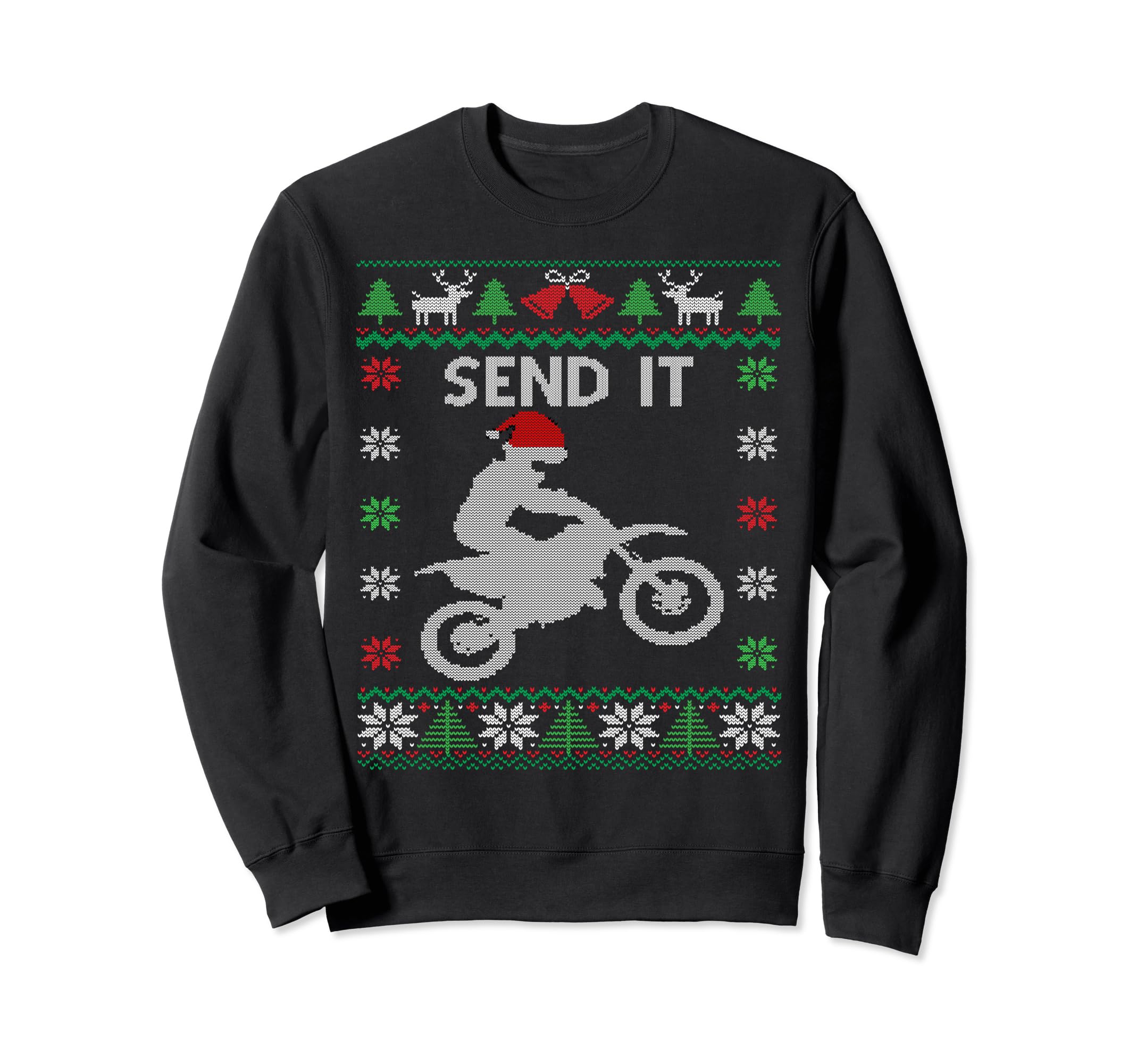 Send It Dirt Bike Riding Santa Sweatshirt - Novelty Apparel Unisex - T-Shirt, Sweatshirt, Hoodie